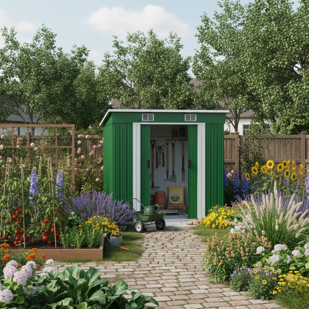 Kerti szerszámosház L, zöld Gardebruk