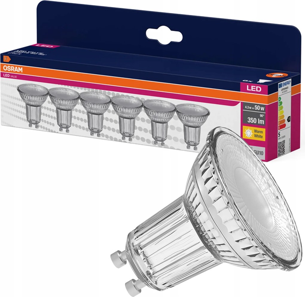 Led izzó Osram GU10 4,3W/50W 350lm 2700K 50x54mm 6db