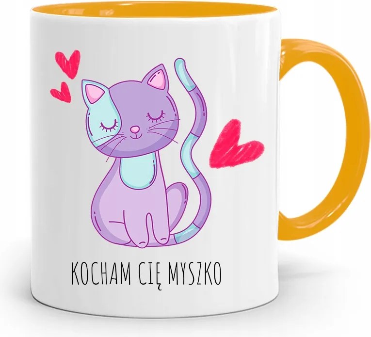 Sárga Bögre Valentin Napra Szeretlek Egér nyomott mintával