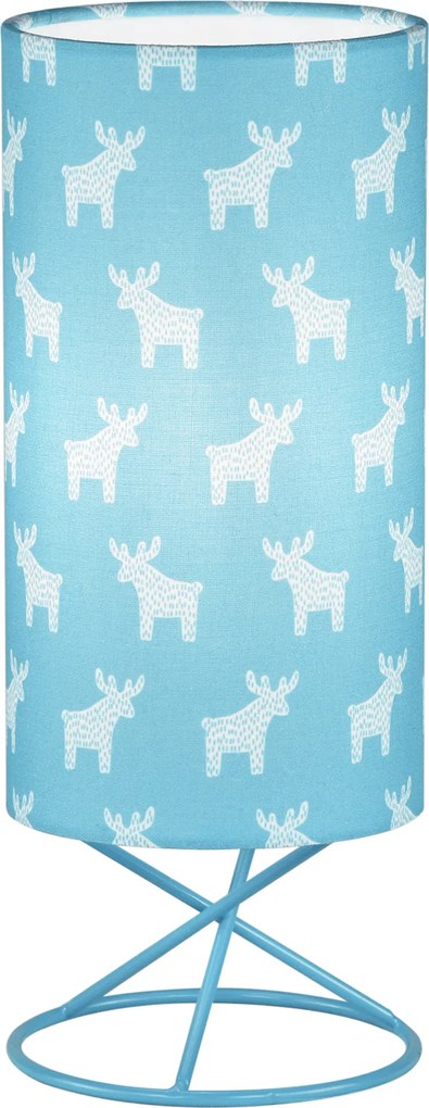 Asztali lámpa, fém/kék textil lámpaernyő, AVAM