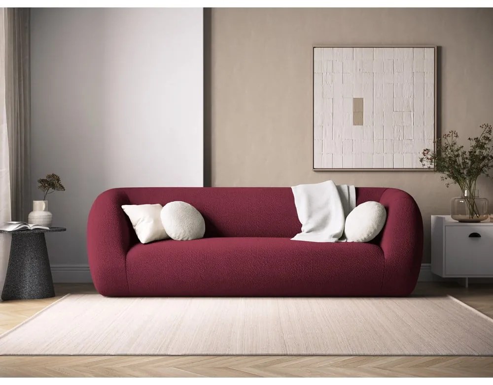 Borvörös buklé kanapé 230 cm Essen – Cosmopolitan Design