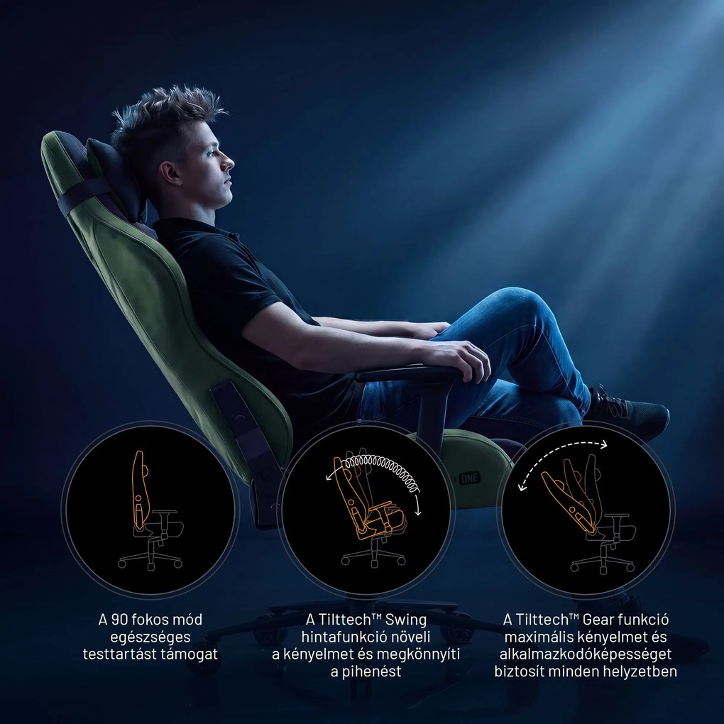 Gamer szék szövet King Size, fekete-zöld: Diablo X-One 2.0 Forest Green