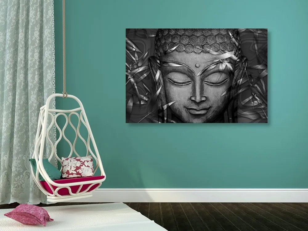 Kép mosolygó Buddha fekete-fehér kivitelben