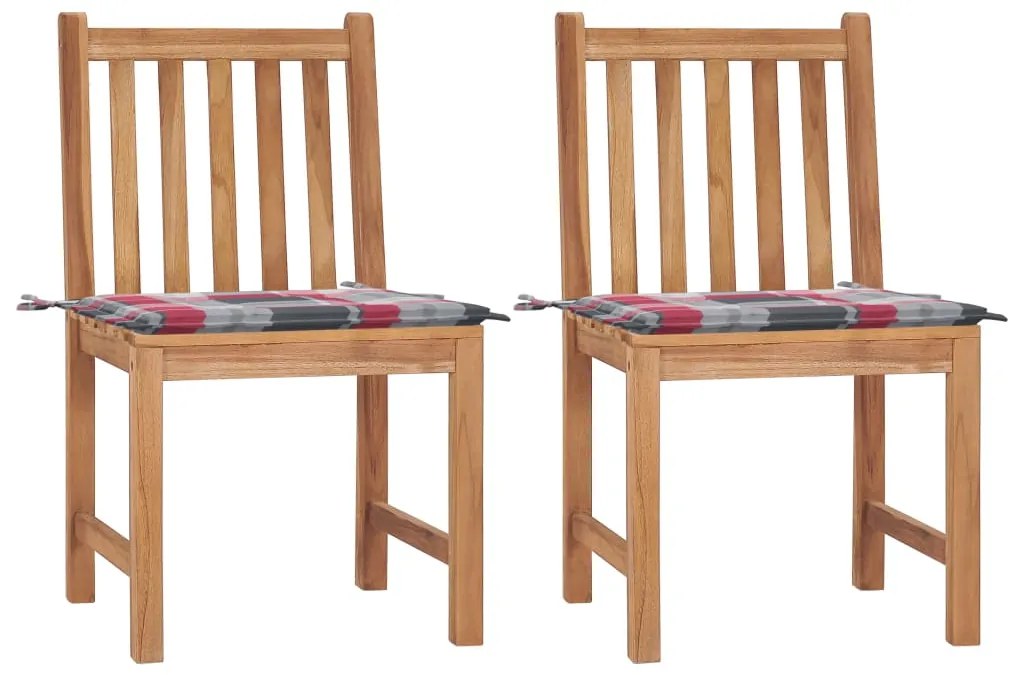 vidaXL 2 db tömör tíkfa kerti szék párnával