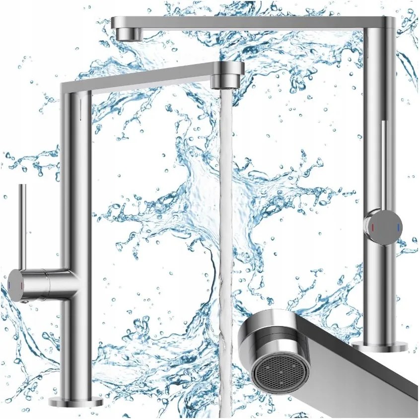 Konyhai csaptelep króm kifolyócső konyhai csaptelep ezüst álló Velmo