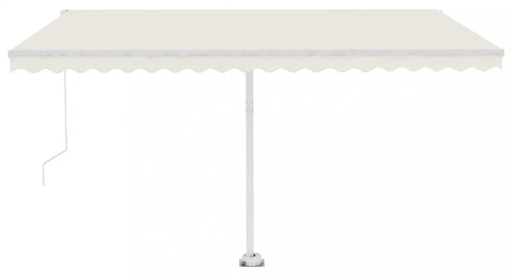krémszínű kézzel kihúzható póznás napellenző 400 x 300 cm