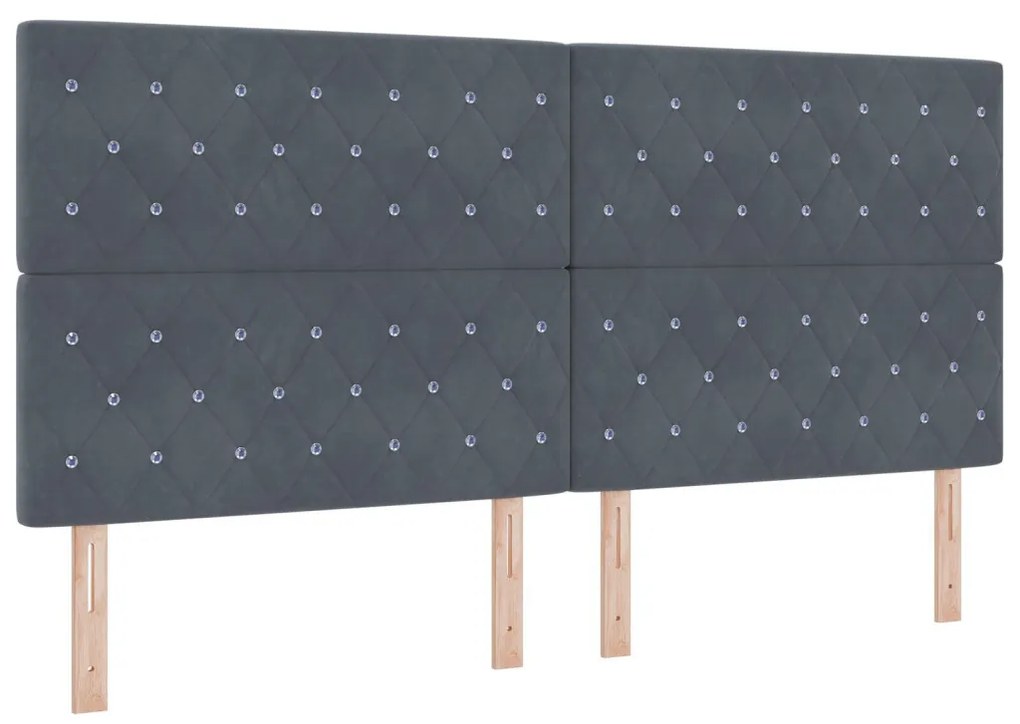 Bársony Fejtámla Argyle fejtámlával Sötétszürke 200 cm Bársony