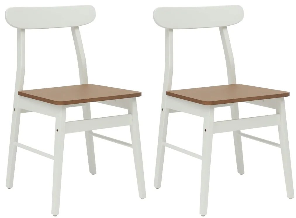 Étkezőszék 2 pcs Fehér és Természetes Tömör fa