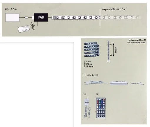 Paulmann 70587 - LED RGB/20W Dimmelhető szalag MAXLED 1,5m 230V +távirányító