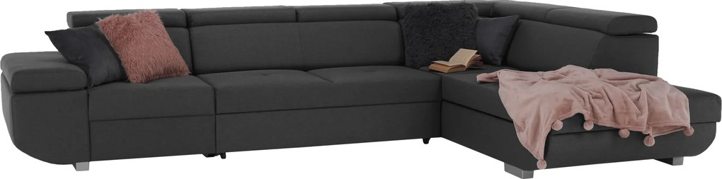 Ülőgarnitúra, sötétszürke, szövet Stark, jobbos, MAVIS