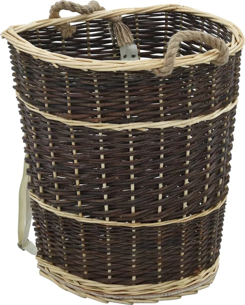 vidaXL természetes fűzfa tűzifa hátikosár fogantyúkkal 44,5x37x50 cm