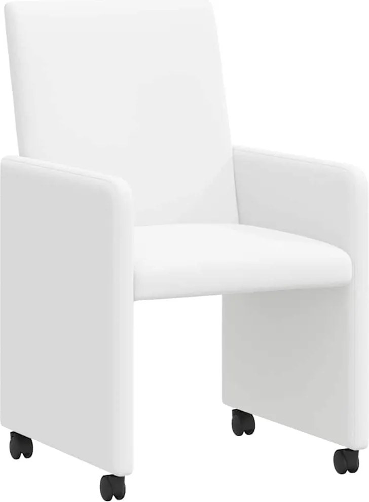 vidaXL Kerekes Étkező Székek 2 pcs Fehér 57 x 66 x 94 cm Műbőr