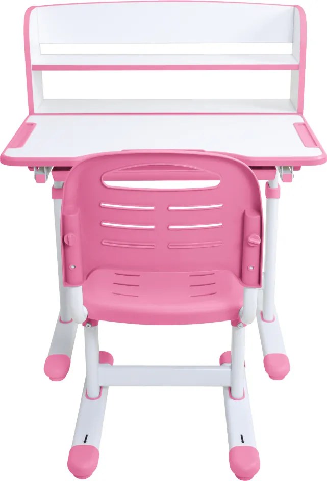 Növekvő íróasztal és szék, rózsaszín/fehér, set ZION