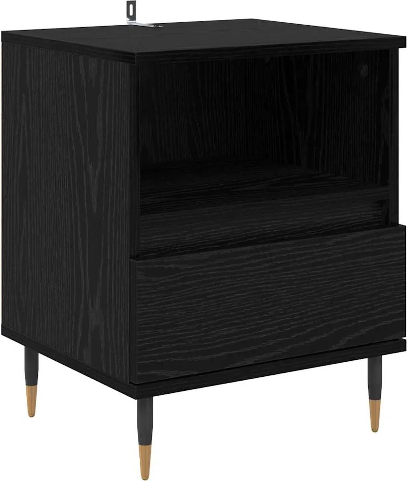 vidaXL Éjjeliszekrény fiókkal Fekete tölgy 40 x 35 x 50 cm Faanyag