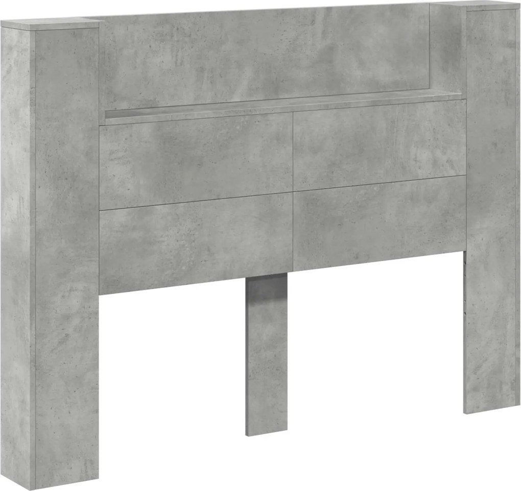vidaXL Fejtámla polcokkal Beton Szürke 140 x 16,5 x 103,5 cm Faanyag