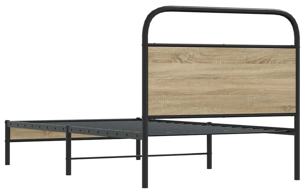 ágykeret matrac nélkül 107x203 cm füstölt tölgy fűrészelt fa