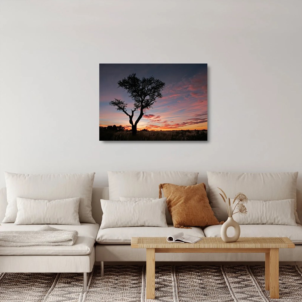 Üveg kép - Fa és vöröses árnyalatok (70x50 cm)