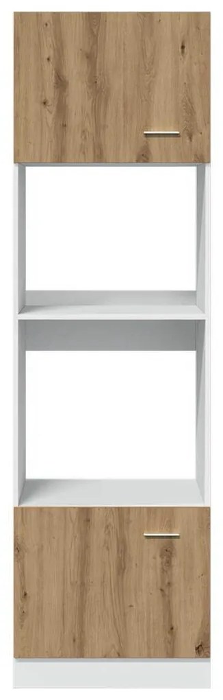 vidaXL “Lyon” kézműves tölgy szerelt fa mikrohullámúsütő-szekrény