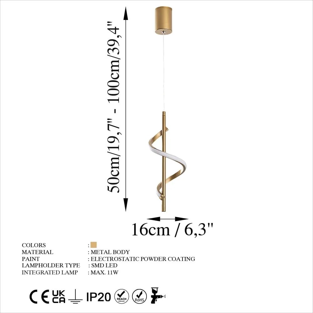 Aranyszínű LED függőlámpa ø 16 cm Likma – Opviq lights