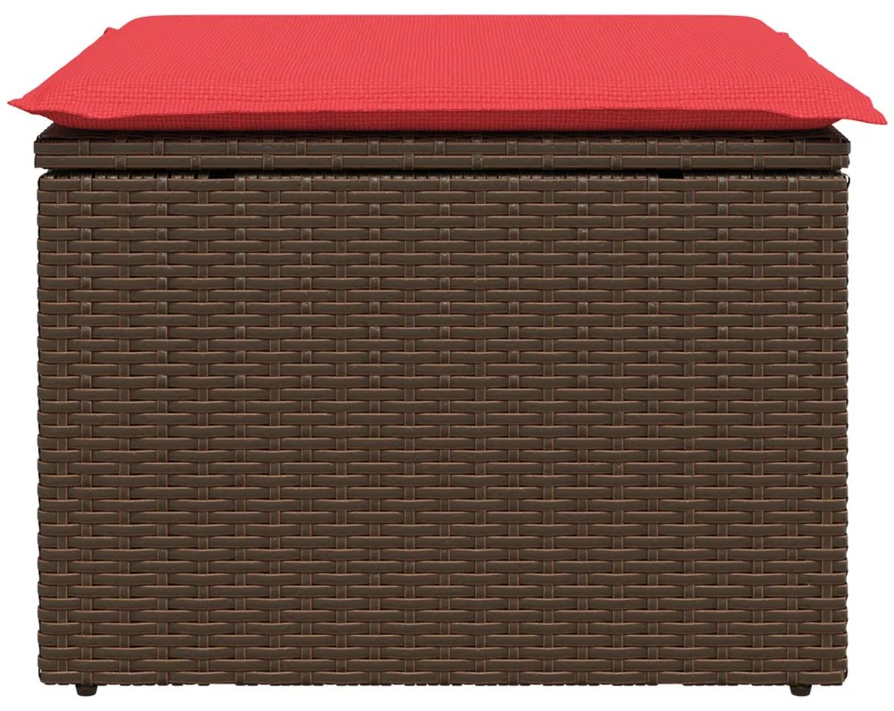 Kerti Puff Térkező Párnával Barna 55x55x37 cm Poli Rattan