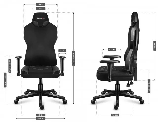 Gamer szék ergonomikus, fekvőtámasz RGB , fekete.