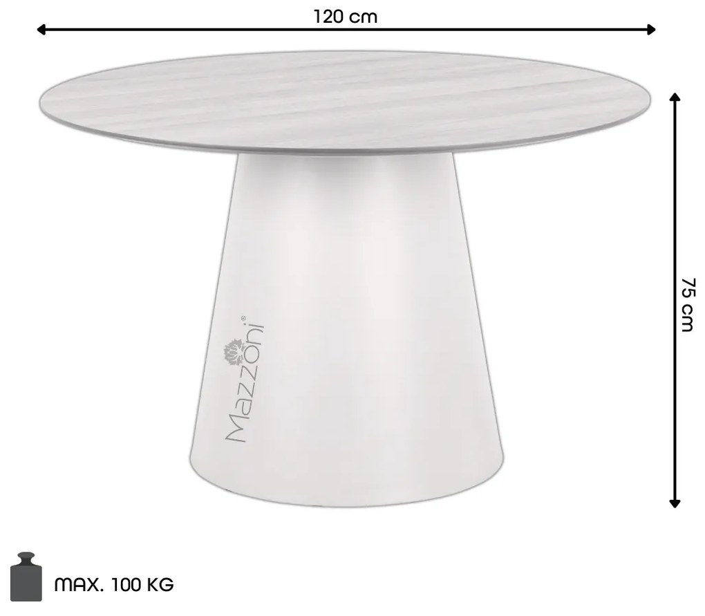 MAZZONI EXPORT BOSCO Természetes Tölgy/fekete láb - KEREK ASZTAL 120 cm KONYHÁBA ÉTKEZŐBE NAPPALIBA FURNÉR