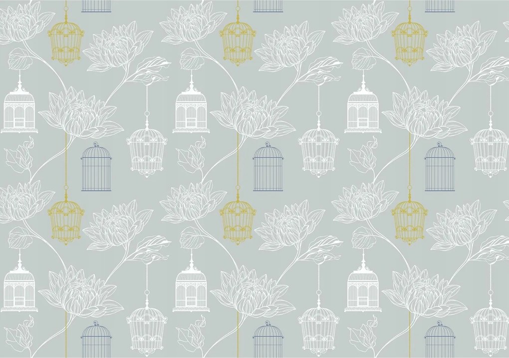 Flizelin fotótapéta Madárkalitkák és lótuszok elegáns 250x175 +ragasztó