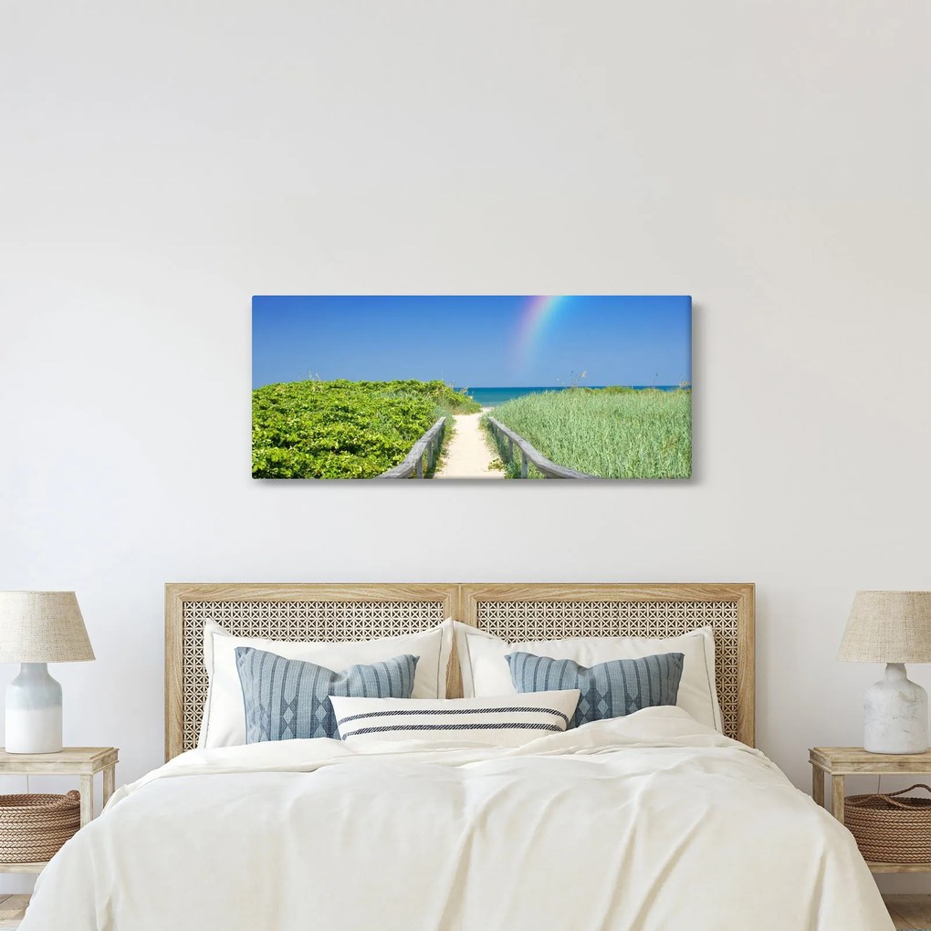 Kép - Tájkép és a szivárvány (120x50 cm)