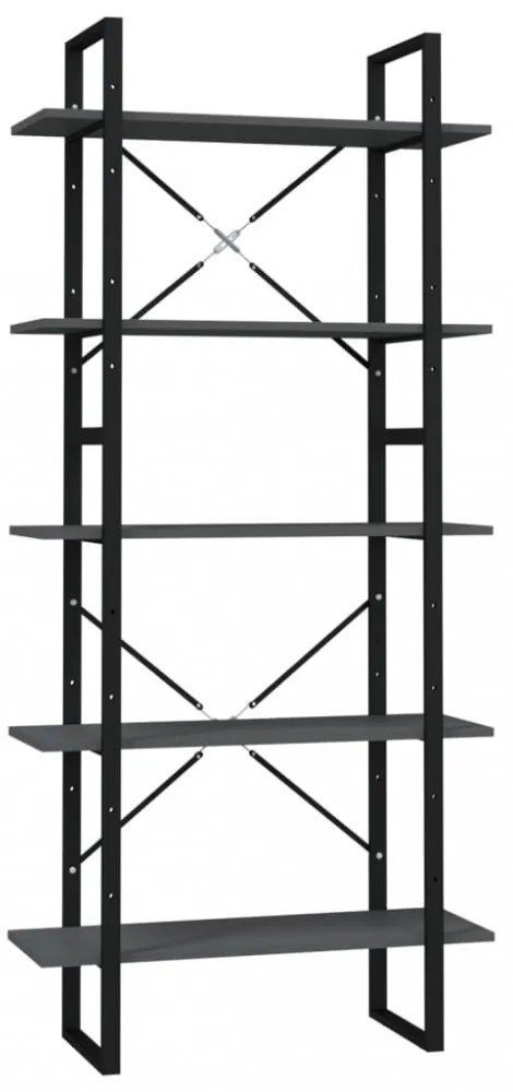 5 szintes szürke szerelt fa könyvszekrény 80 x 30 x 175 cm