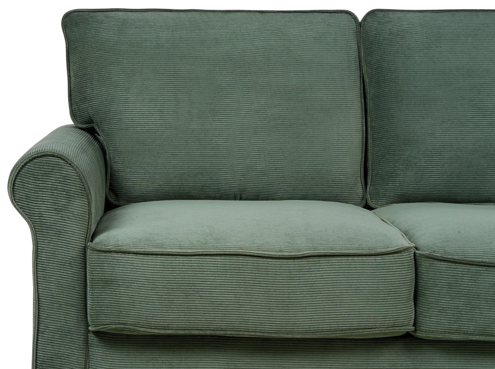 Háromszemélyes sötétzöld kordbársony kanapé RONNEBY Beliani