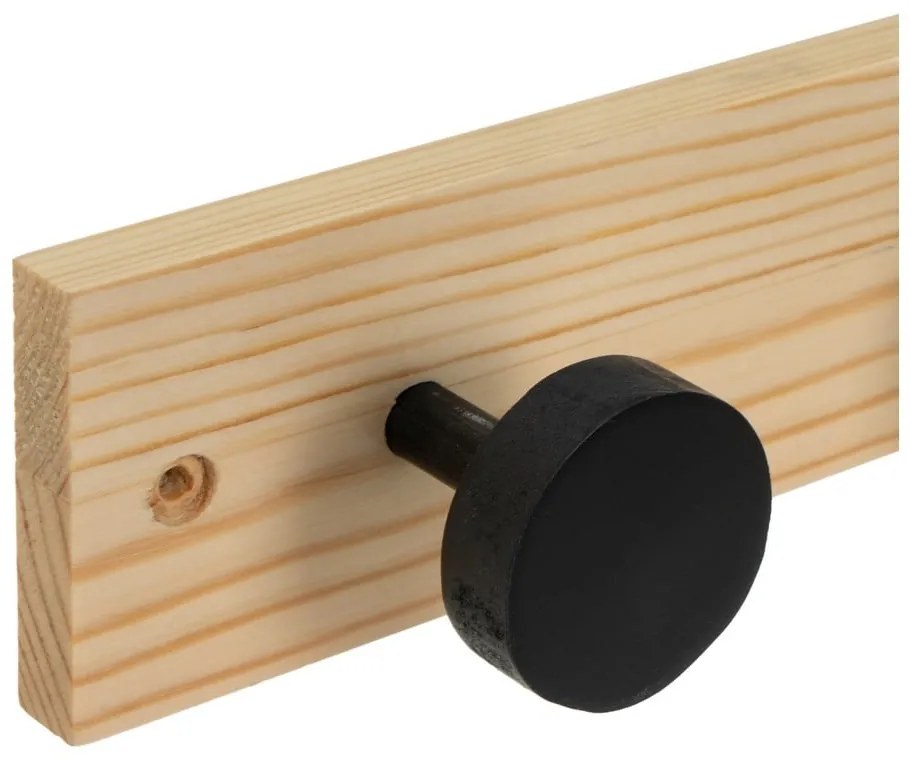 Fekete-natúr színű borovi fenyő fali fogas 40 cm Anillos – Casa Selección