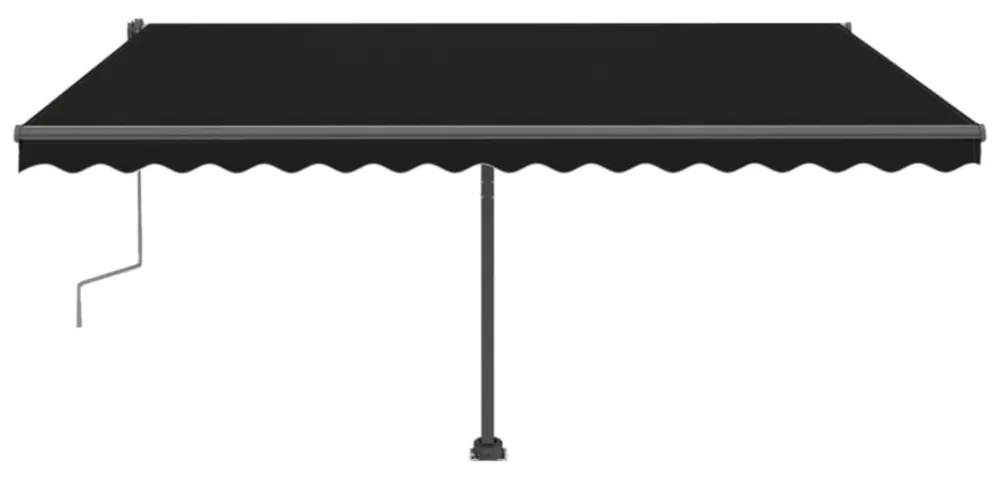 antracitszürke kézzel kihúzható póznás napellenző 400 x 300 cm