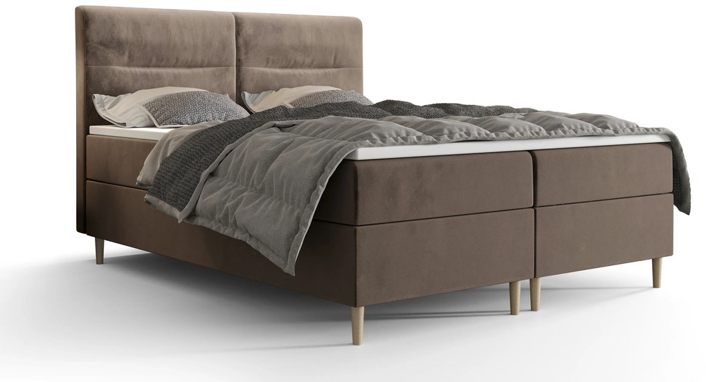 Franciaágy  Boxspring 140 cm Saruta (barna) (matraccal és tárolóhellyel). 1047356