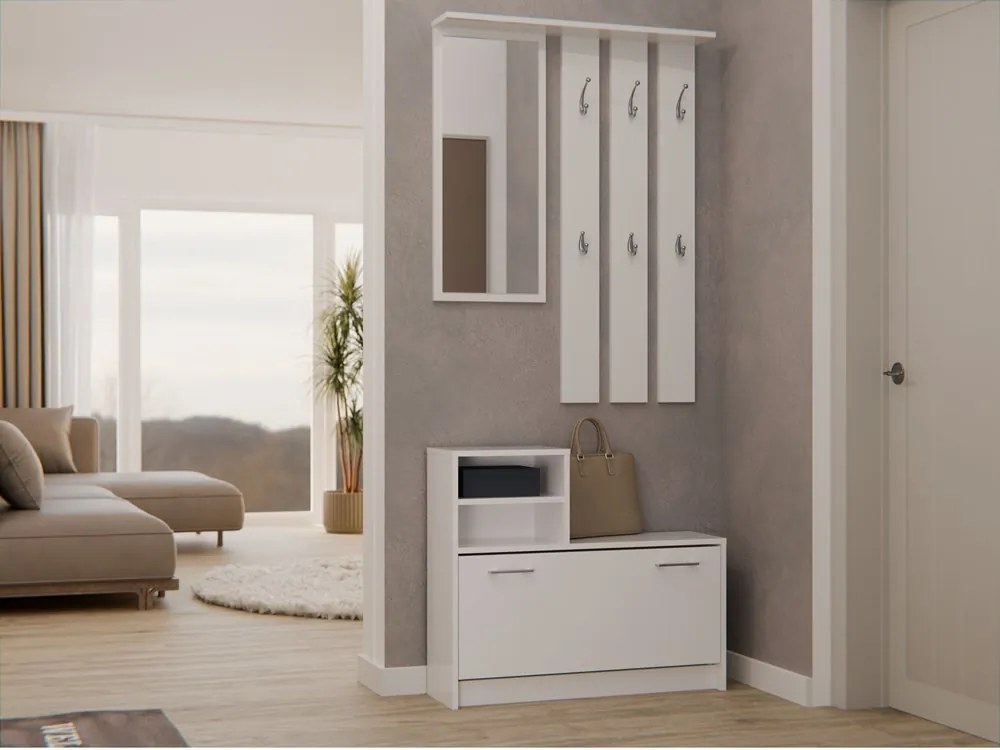 Drohmo GAR előszobafal, 85x180x24 cm, fehér