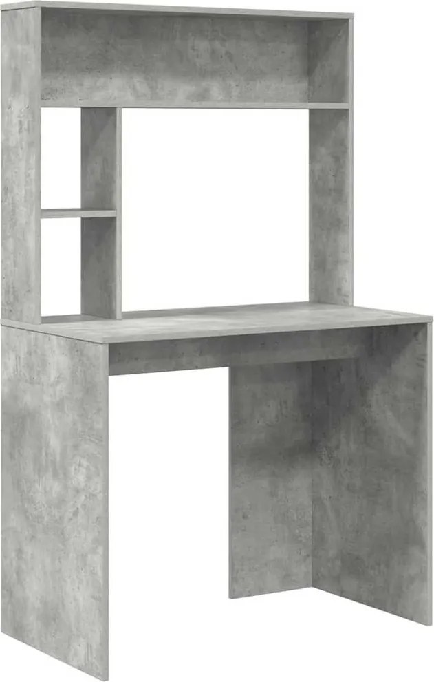 vidaXL Asztal polcokkal Beton Szürke 91 x 50 x 149 cm Faanyag