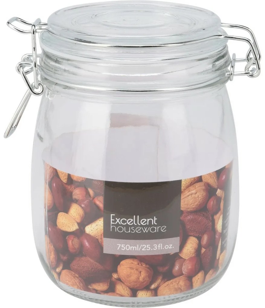 Excellent Houseware Üvegedény klipszel és üvegfedéllel 750 ml