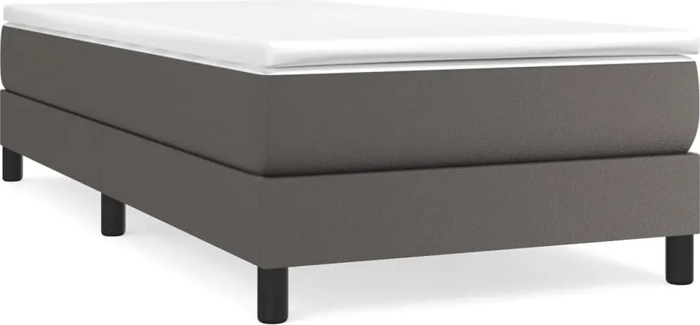vidaXL szürke műbőr rugós ágy matraccal 90 x 200 cm