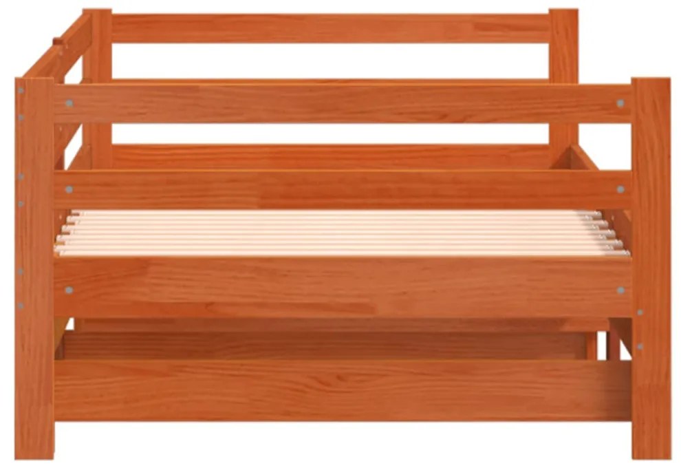 viaszbarna tömör fenyőfa kihúzható kanapéágy 80 x 200 cm
