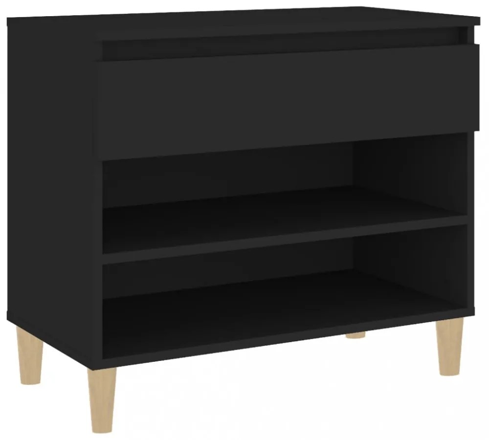 fekete szerelt fa cipősszekrény 70x36x60 cm
