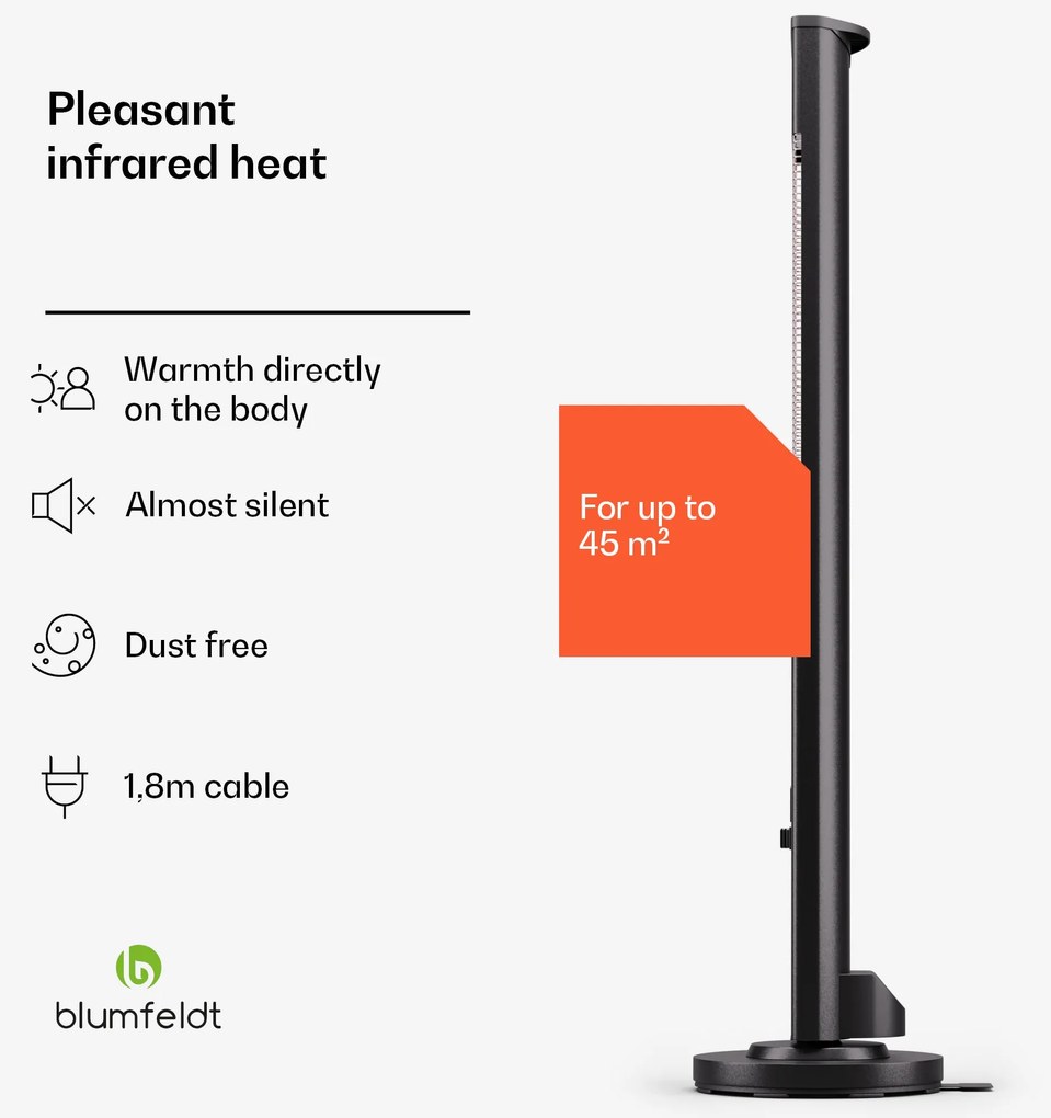 Blumfeldt Heat Guru Plus 3000, kültéri és beltéri hősugárzó, 3000W, 3 fűtési szint, távirányítóval
