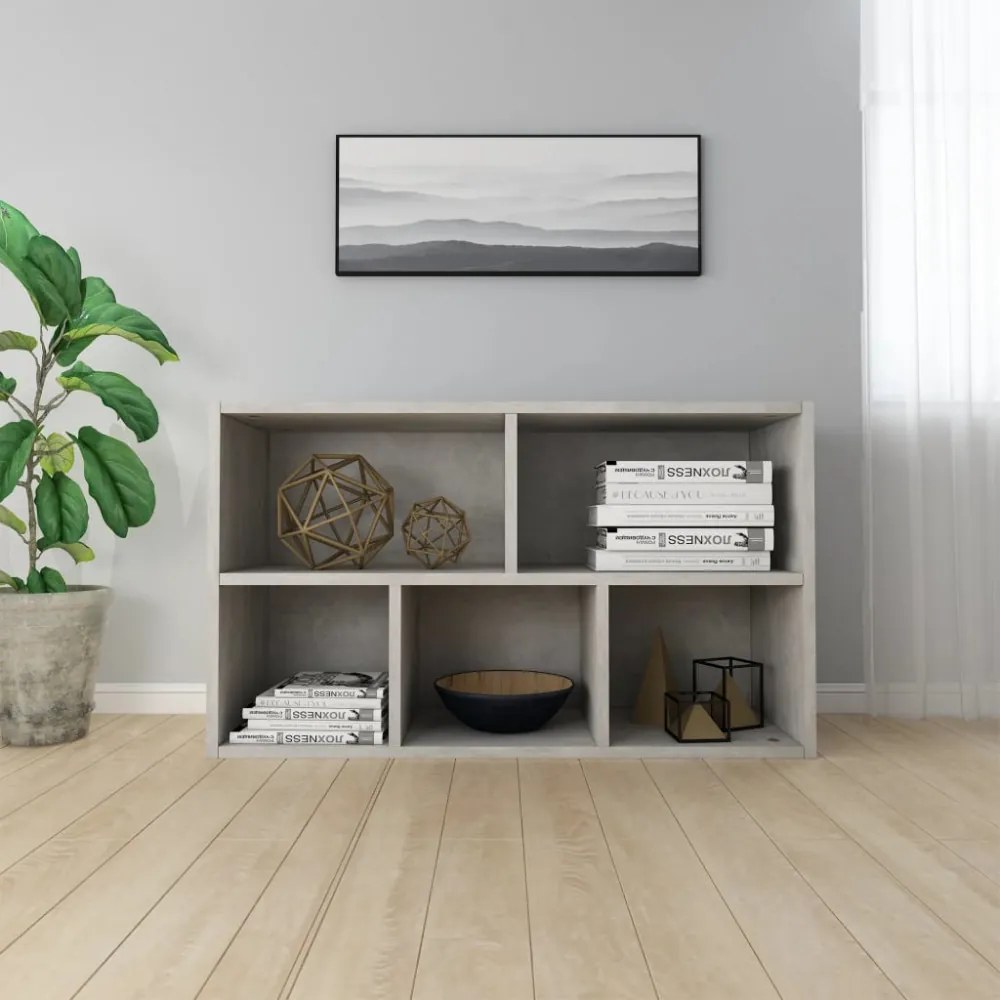 betonszürke szerelt fa könyv-/tálalószekrény 50 x 25 x 80 cm