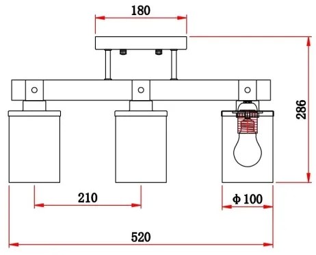 Brilagi - VISTA felületre szerelhető csillár 3xE27/60W/230V tölgy