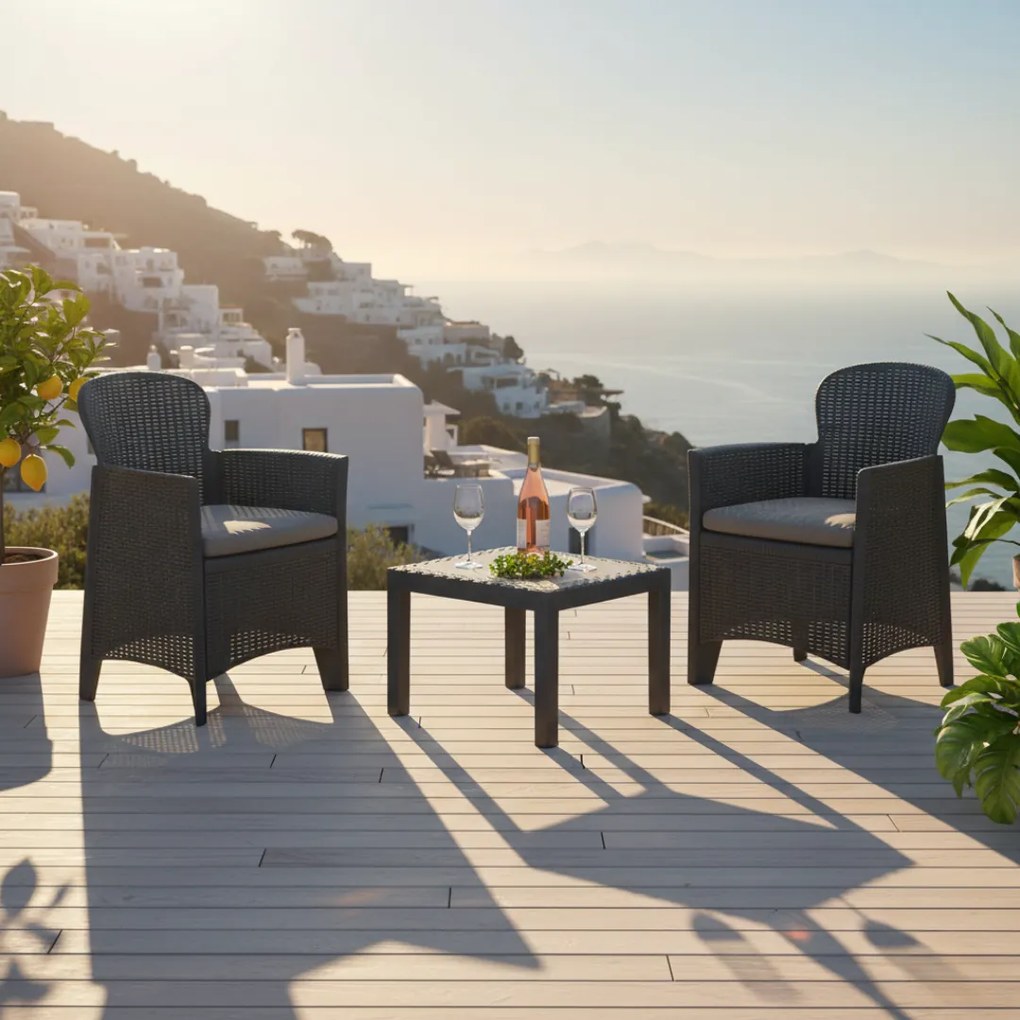 Kerti garnitúra AKITA, 3 részes, antracit színben I.P.A.E-Progarden