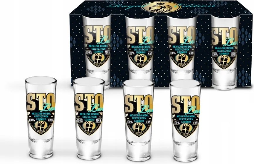 Poharak 4 db 100 Éveseknek 100 Születésnap 100% Man