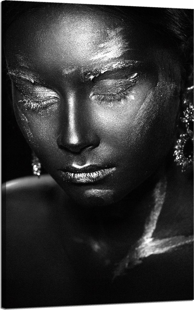 Vászonkép Nő Elmélkedő Művészet Fekete 50x80 cm Ideális ajándék