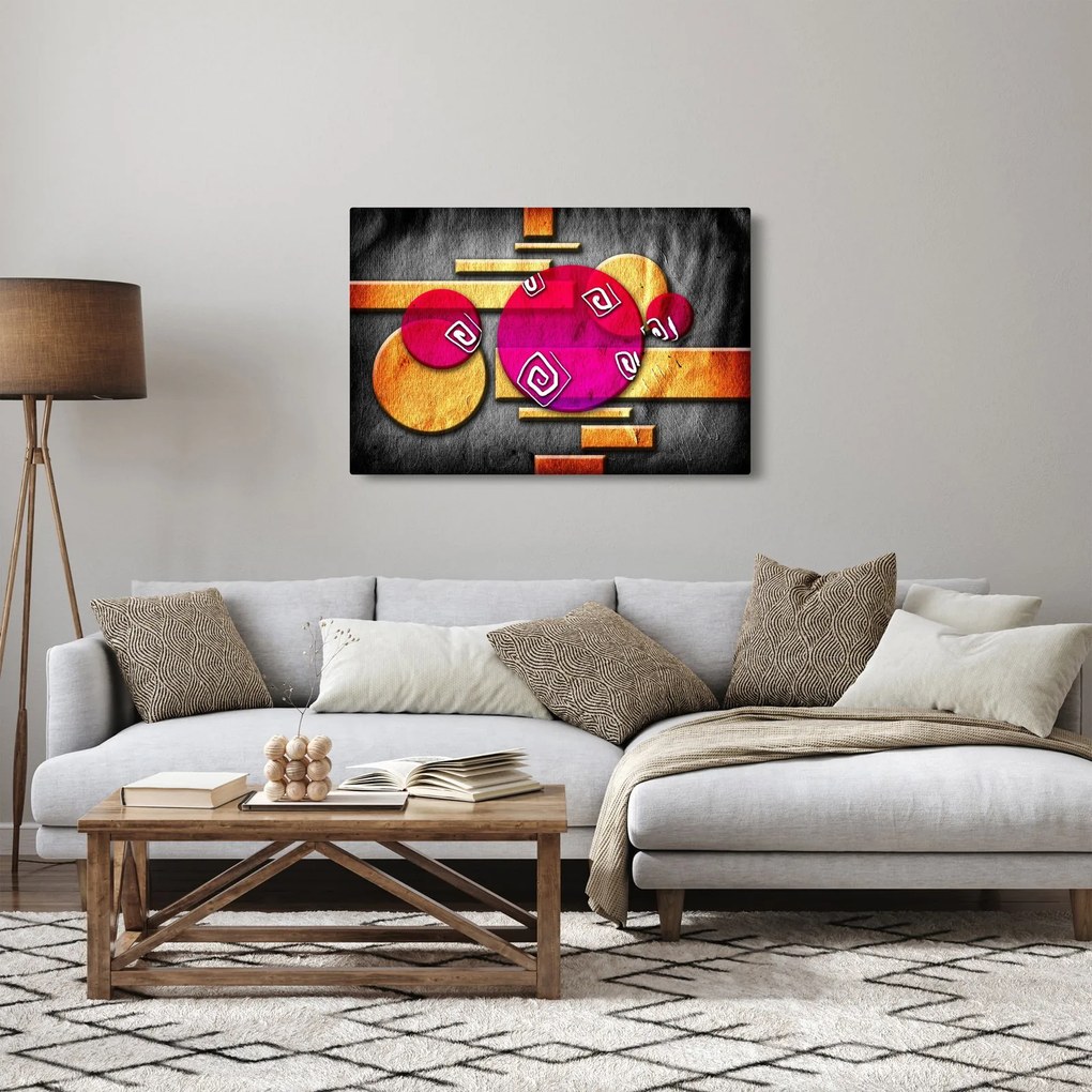 Absztrakt kép történelmi szimbólumokkal (90x60 cm)