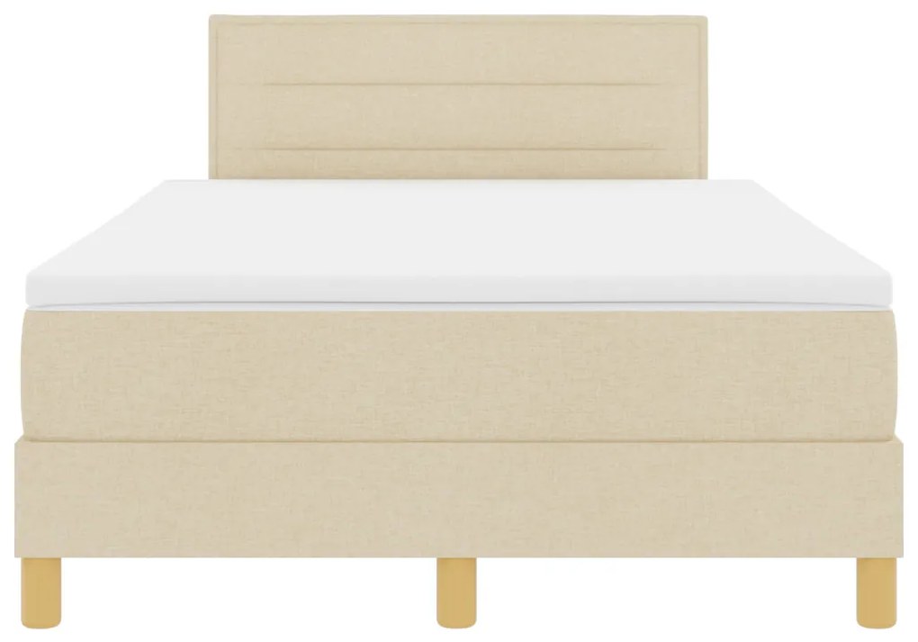Box Spring ágy matraccal és LED-del, krém színben, 120x200 cm, szövet