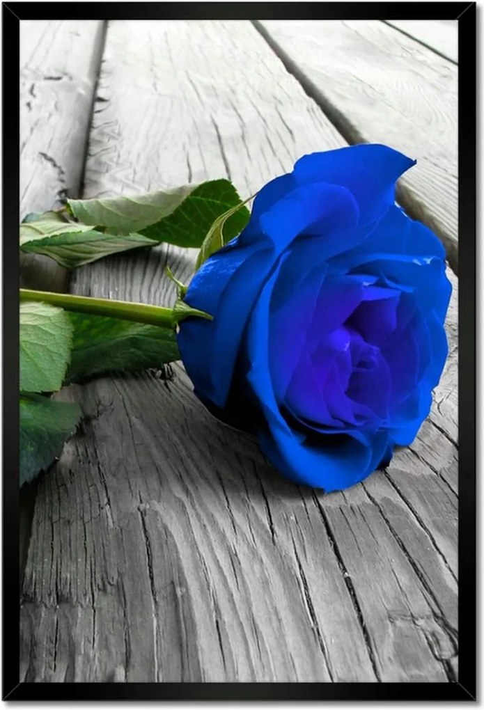 Poszterek keretben 40x60 Kék rózsa a deszkákon
