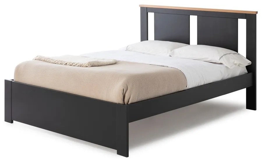 Sötétszürke franciaágy ágyráccsal 140x190 cm Enara – Marckeric