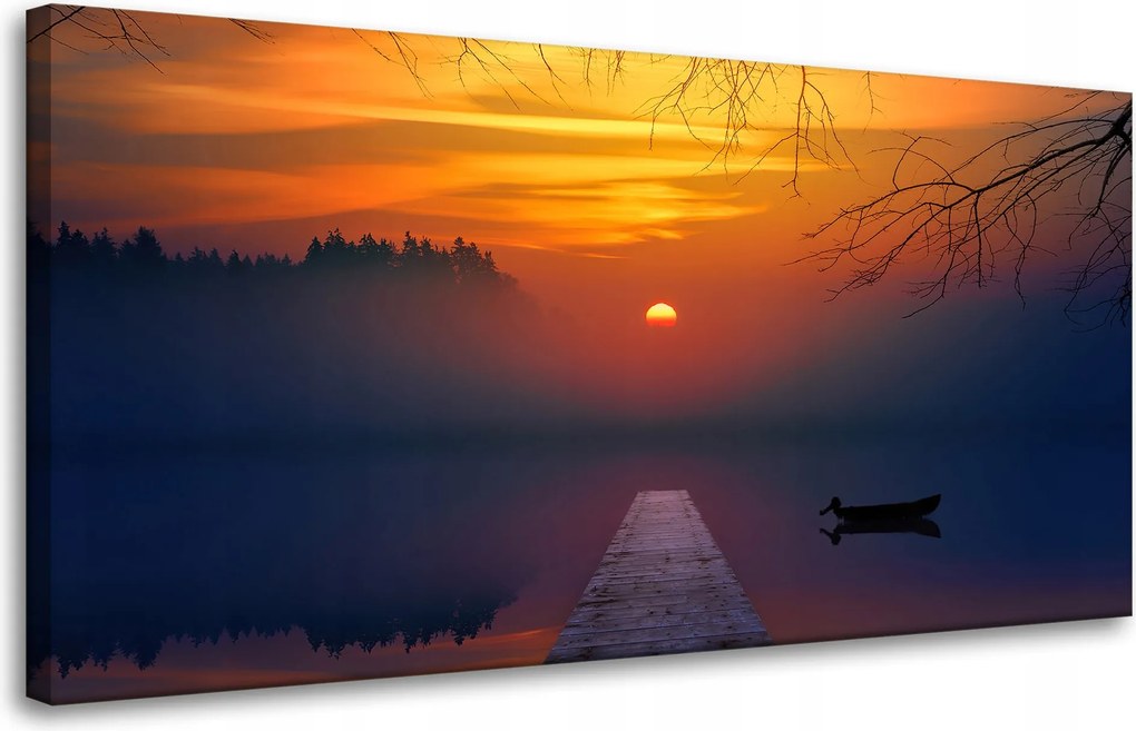 Vászonkép Természet Naplemente a tóparton 80x40 cm